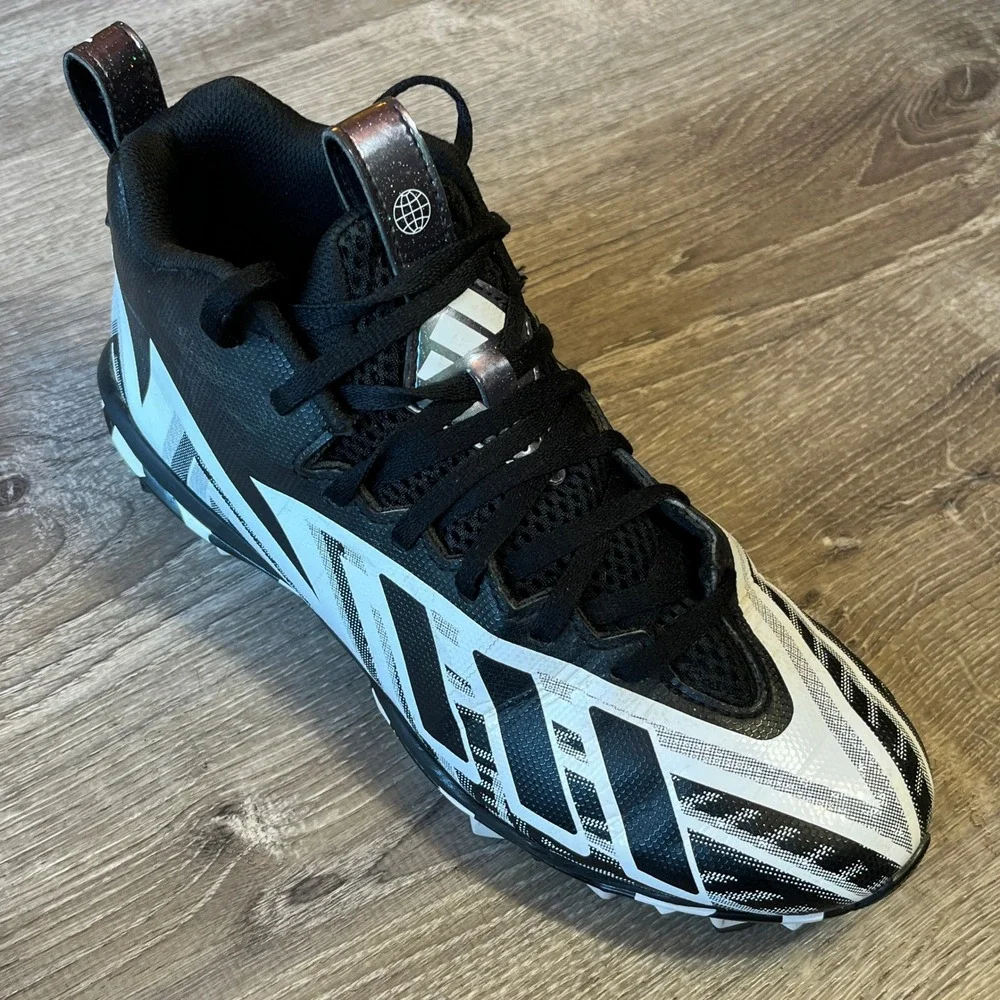 Adidas Freak Spark MD Football Cleats Black‎ White Geometric Graphic Mens 7.5